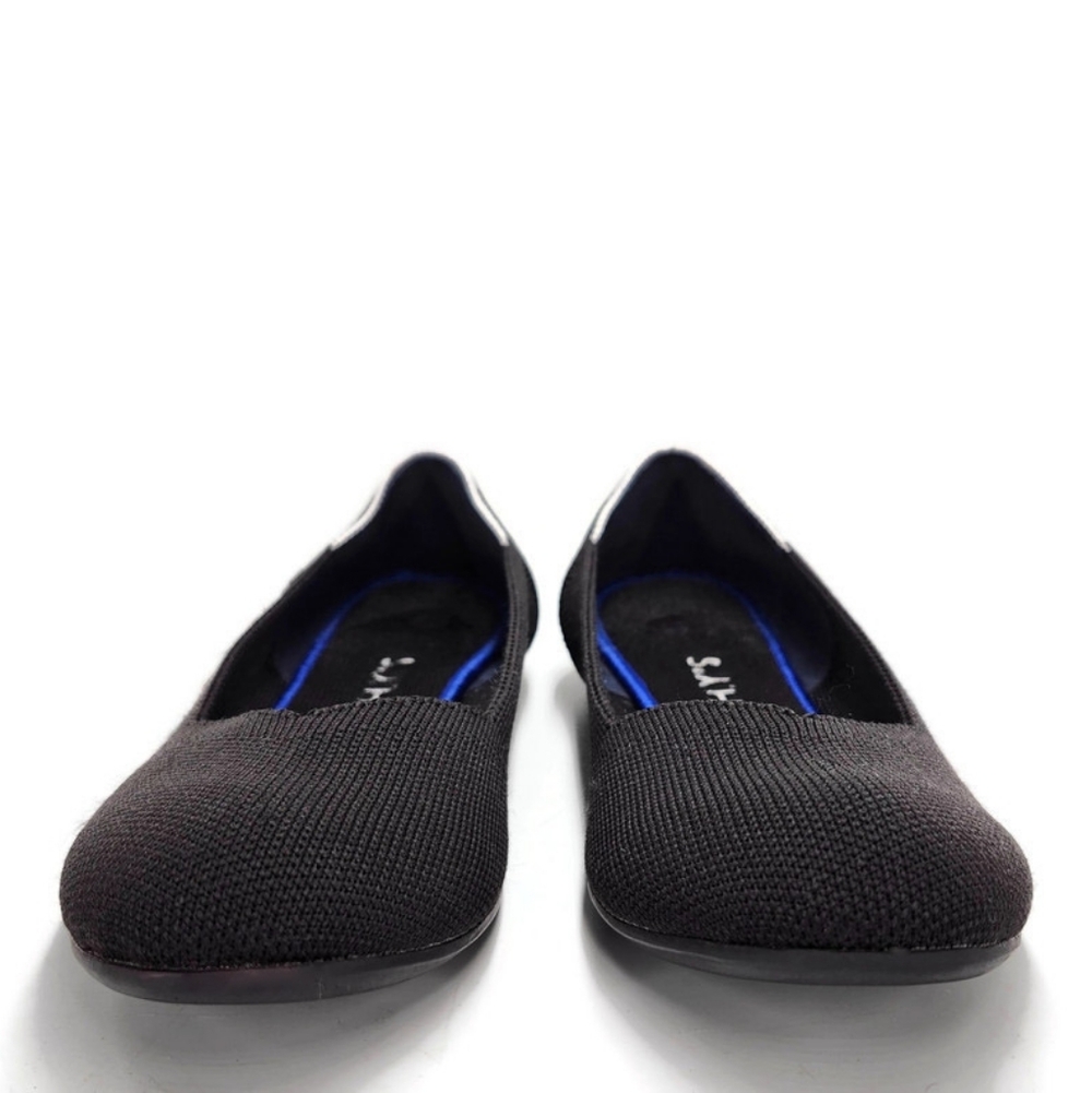 Rothy's The Flat Black White Halo Retired Round-Toe Slip-On Flats - Picture 2 of 10